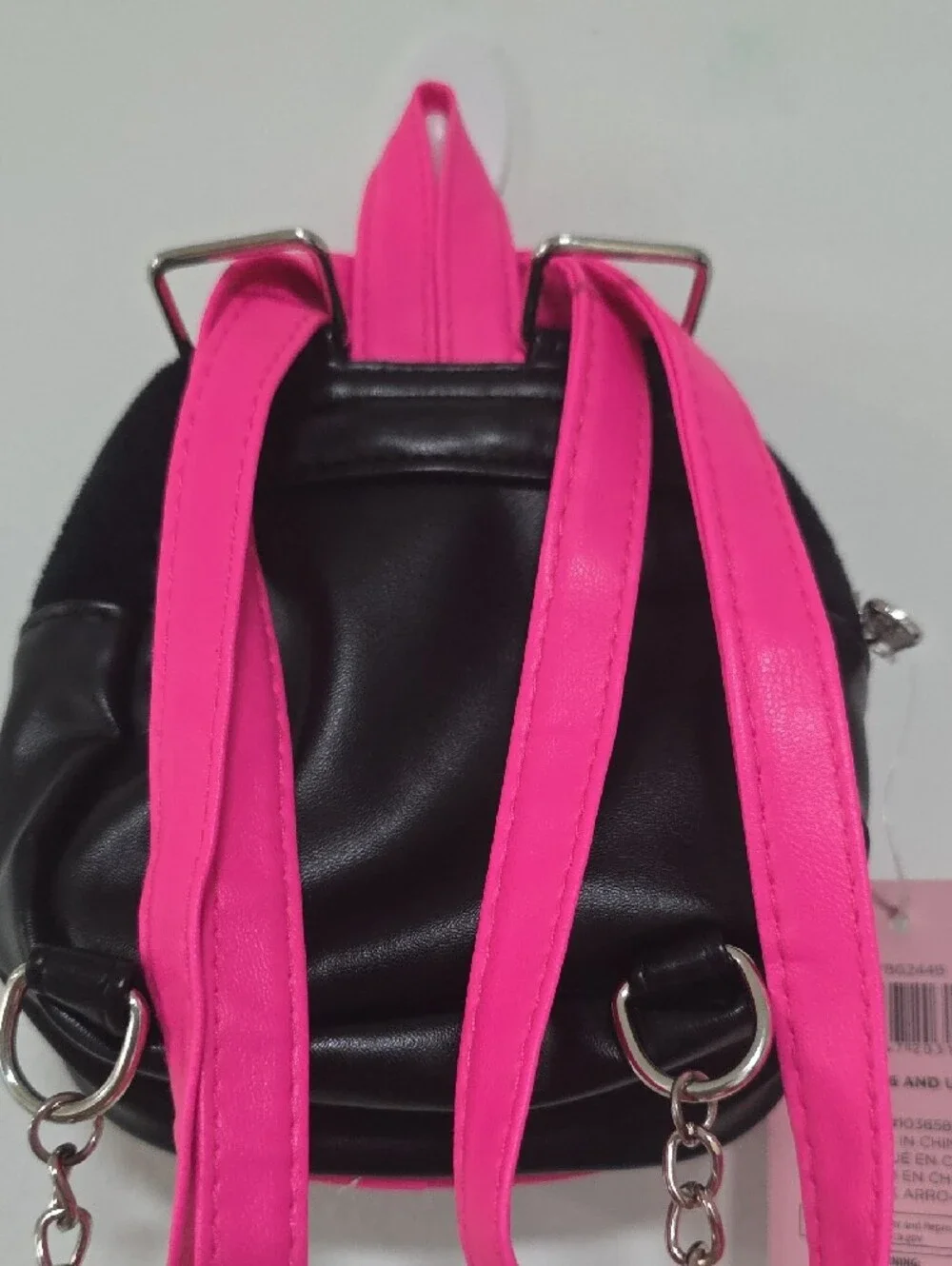 Juicy Couture Black & Hot Pink Rhinestone Cherry Mini Backpack